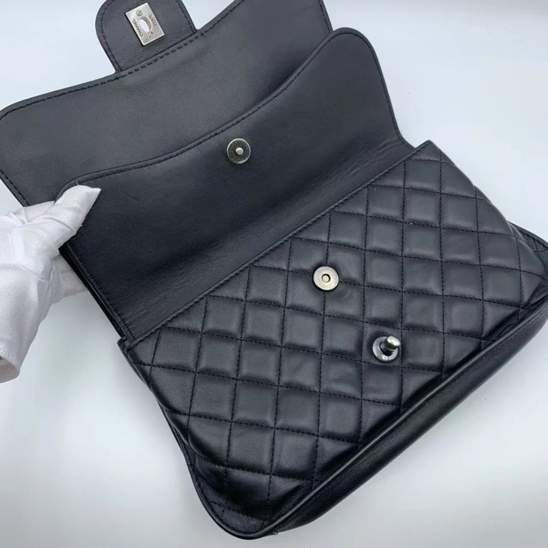 CHANEL 香奈兒 Matelasse Gunmetal 单肩包 黑色手提包-5