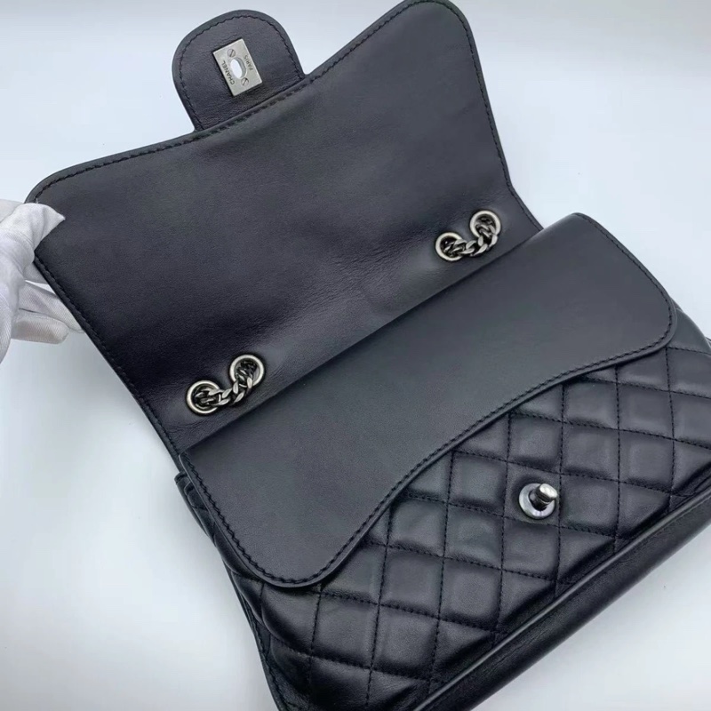 CHANEL 香奈兒 Matelasse Gunmetal 单肩包 黑色手提包-7