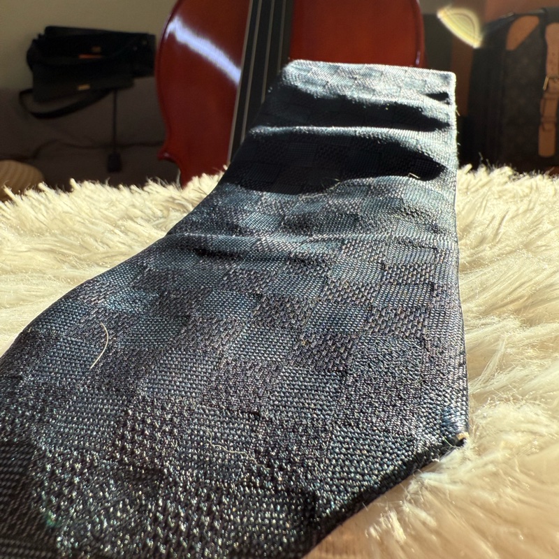 🌸 LV深藍格紋微光澤質感商務領帶👔|二手經典精品-6