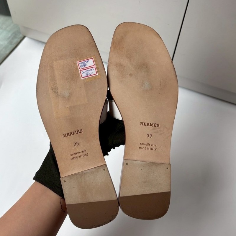 Hermes Oran 白皮H拖鞋-6