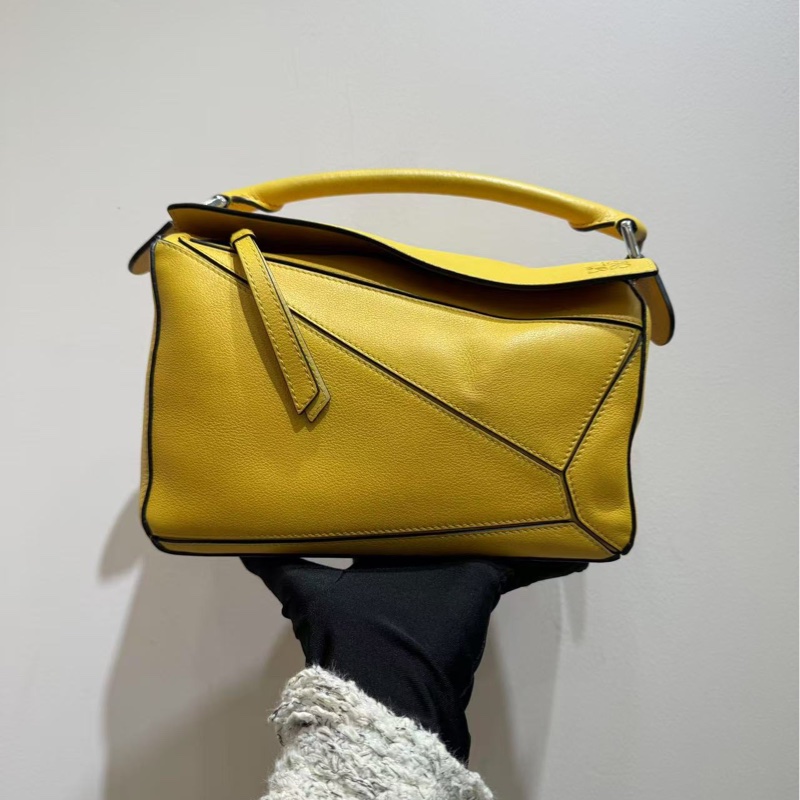 loewe 幾何包puzzle 檸檬黃小號 手袋斜挎包-1