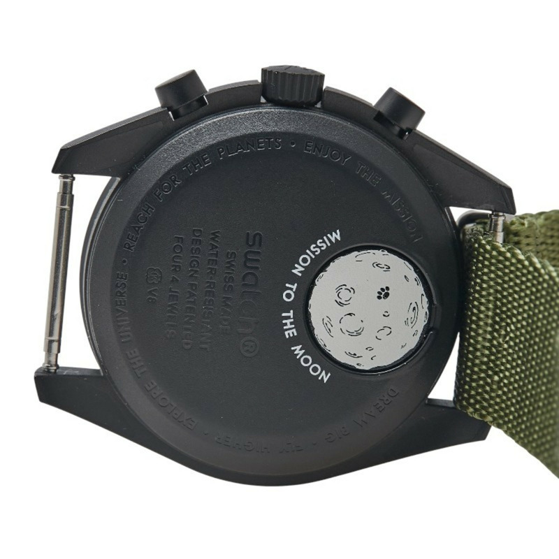 OMEGA x Swatch 史努比月球任務月相錶帶(非原廠)SO33B700 石英機芯搭配黑色錶盤、陶瓷和尼龍錶帶,男士-3