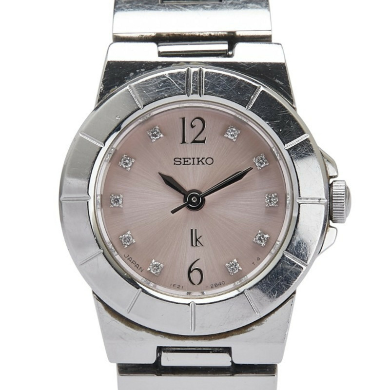 精工 Lukia 手錶 1F21-0L90 石英 粉紅錶盤 不鏽鋼 女款 SEIKO-0