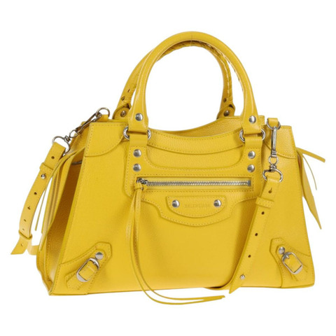 BALENCIAGA 全新經典都會包 皮革 2 用 黃銀 638521 正品 bs29099M