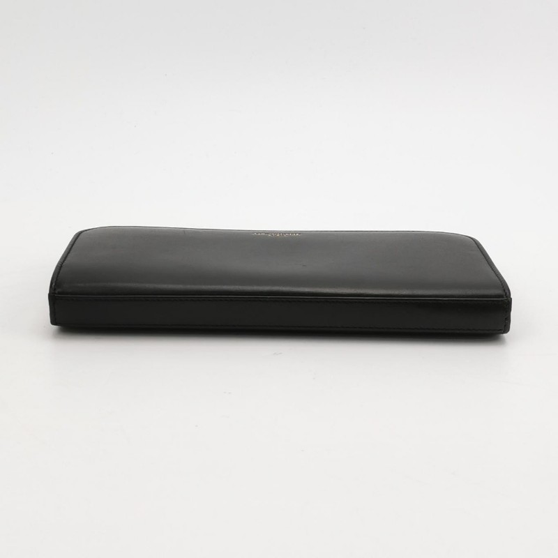 Saint Laurent 牛皮純色字母logo拉鍊錢包-4