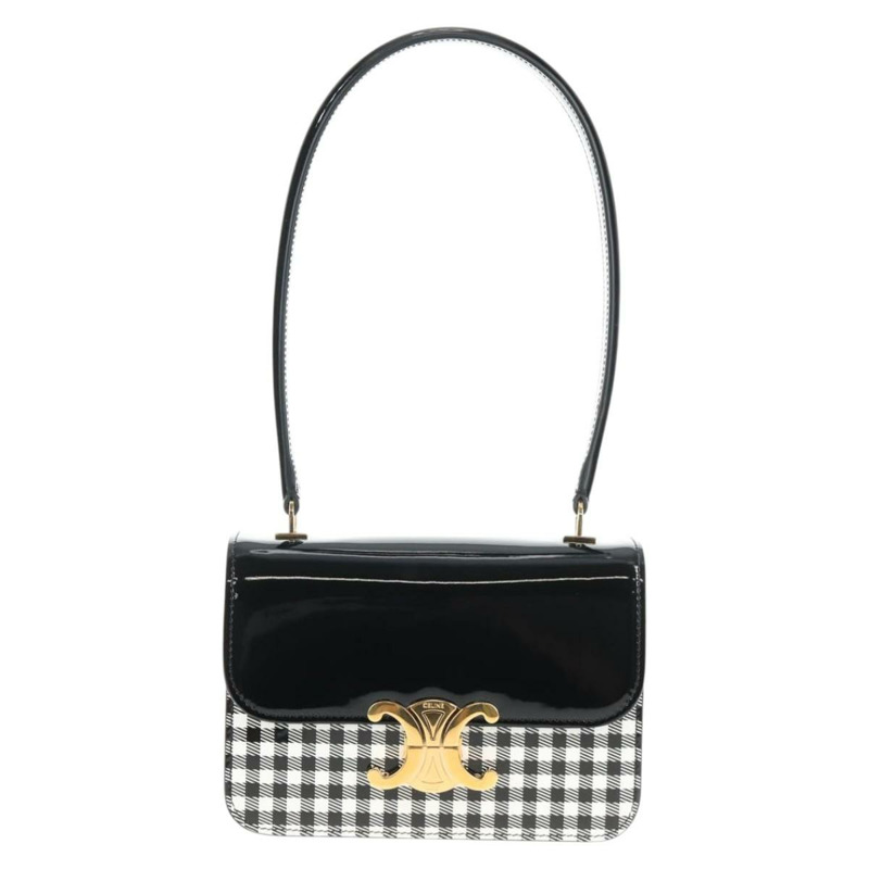 【日本直送】CELINE Teen Garance 肩背包 漆皮 黑金 正品 139267M-12