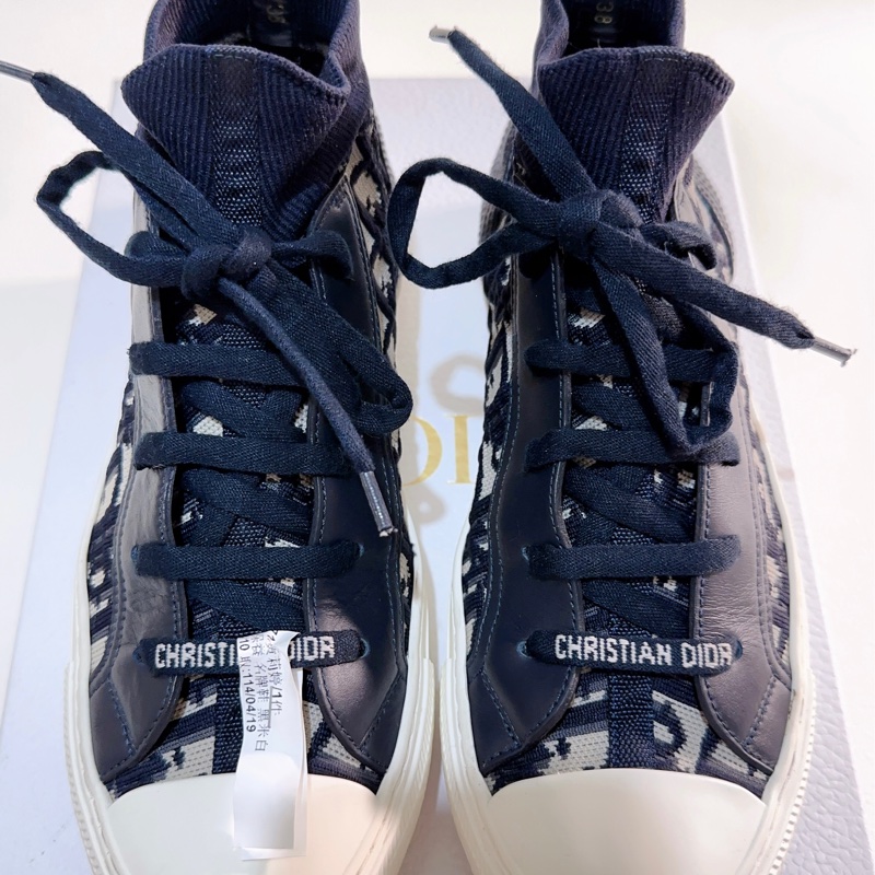 迪奧Dior 老花織布高筒鞋 深藍38-10