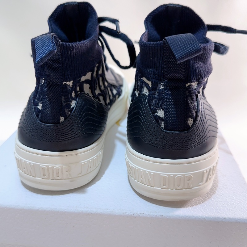 迪奧Dior 老花織布高筒鞋 深藍38-11