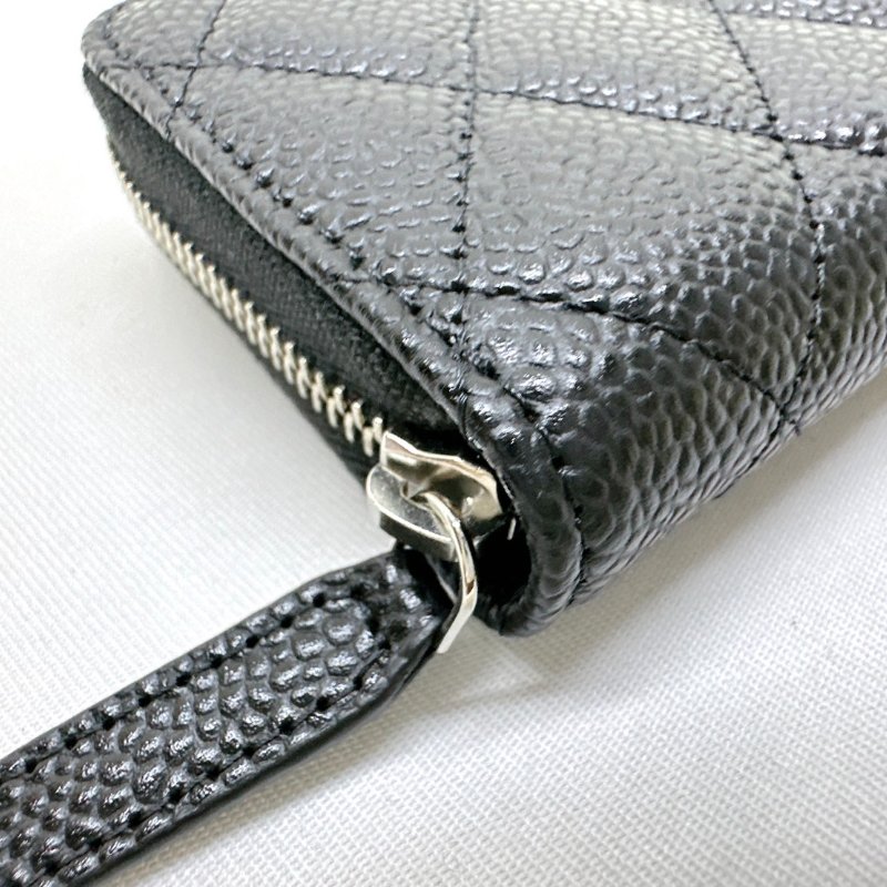 CHANEL 全新經典荔枝牛皮拉鍊零錢包-12
