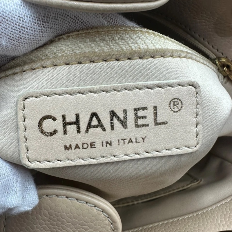 CHANEL PST 鏈條單肩包 米色皮革購物袋-6