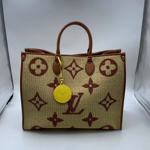 Louis Vuitton 拉菲草小牛皮 Monogram Giant Onthego 手提包