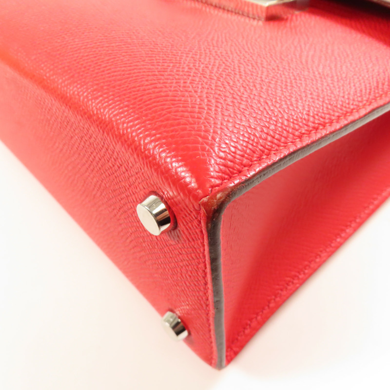 HERMES Epsom皮革Verrou 23銀扣肩背袋Rouge de Coeur-5
