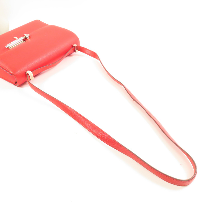 HERMES Epsom皮革Verrou 23銀扣肩背袋Rouge de Coeur-8