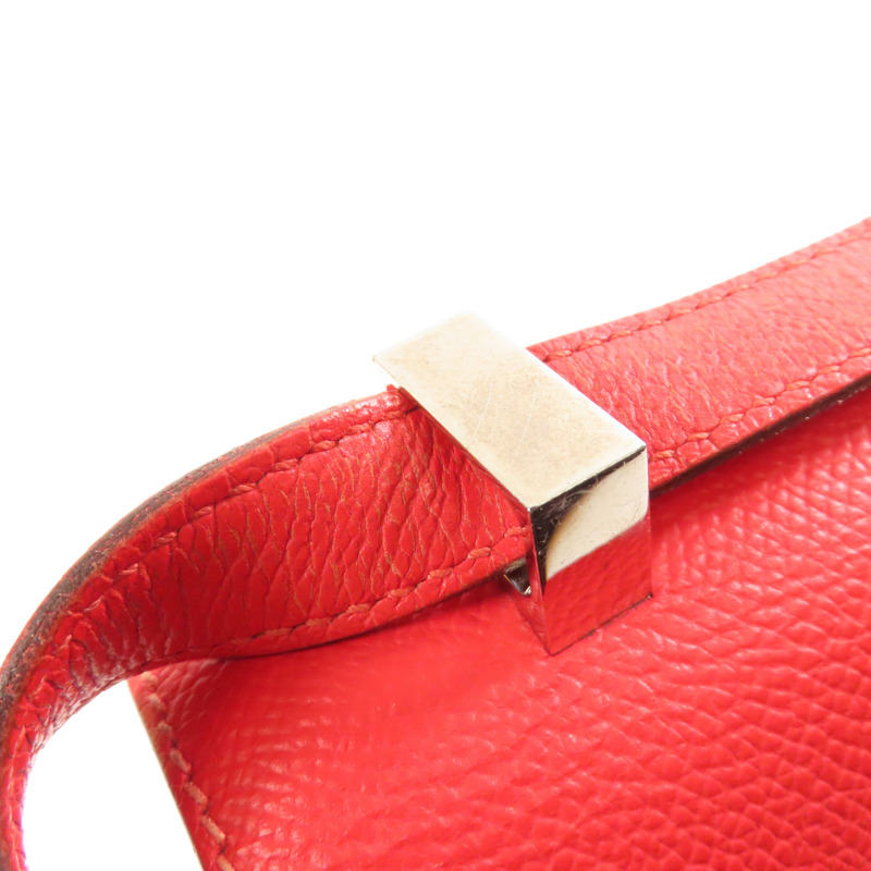 HERMES Epsom皮革Verrou 23銀扣肩背袋Rouge de Coeur-20