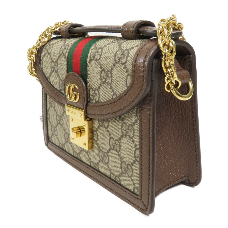 GUCCI 塗層帆布/牛皮皮革Ophidia Mini Top Handle Bag金扣手挽肩背兩用袋-2