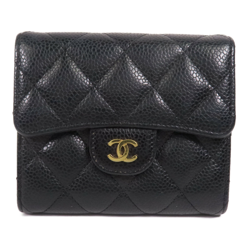CHANEL 牛皮皮革Wallet金扣錢包-0