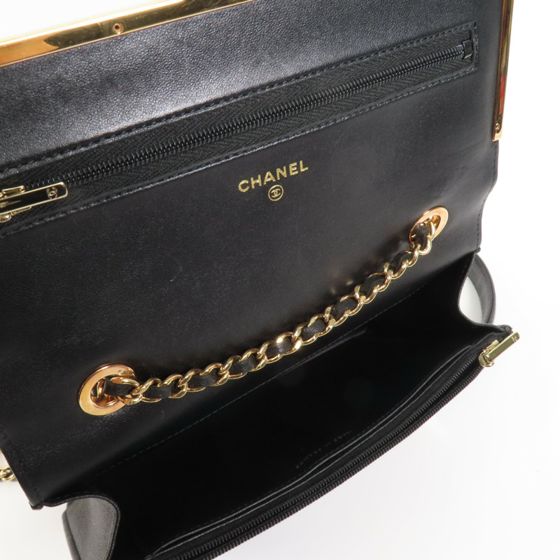 CHANEL 羊皮皮革Wallet On Chain金扣肩背袋-15