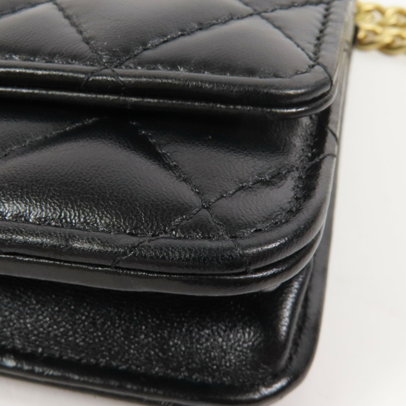 CHANEL 羊皮皮革WOC Wallet On Chain金扣鏈帶肩背袋-7