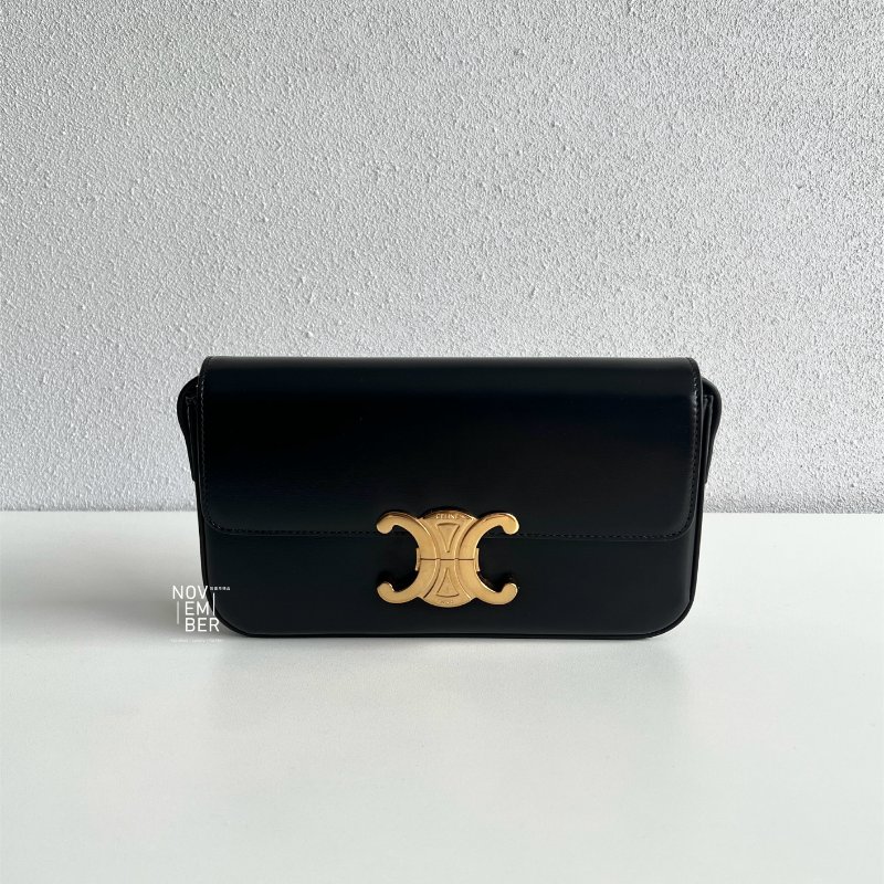 Celine 賽琳 凱旋門腋下包 黑金-1