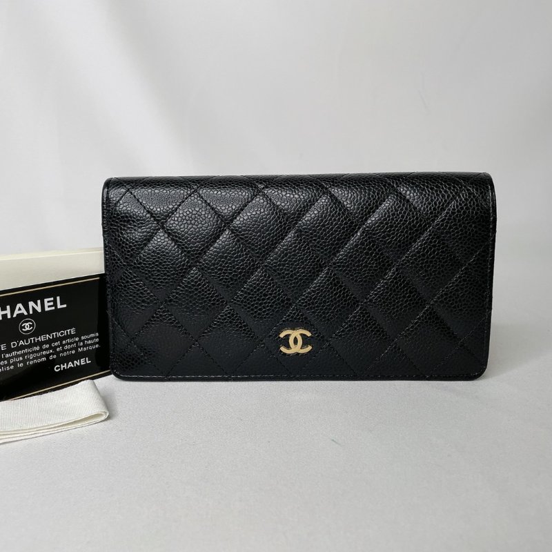 CHANEL 荔枝牛兩折式長夾-0