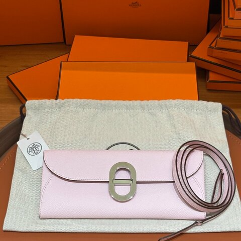 Hermès Chaine D'Ancre To Go 長夾｜櫻花粉 銀扣 W刻 Epsom皮 全新未使用｜愛馬仕小牛皮精品皮夾