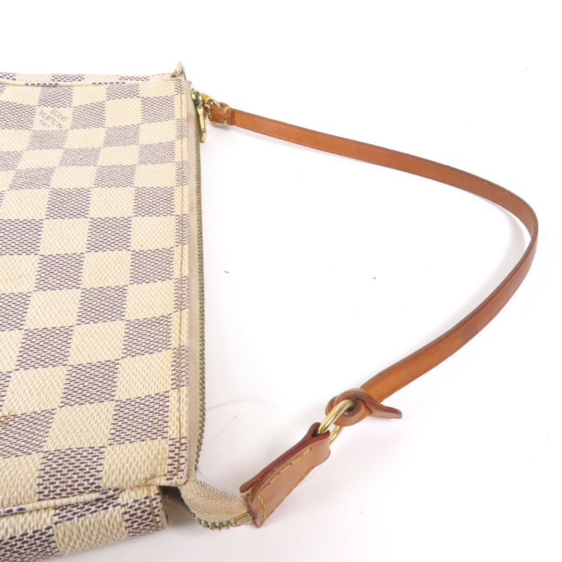 LOUIS VUITTON Damier Azur Pochette Accessories金扣手挽袋-3