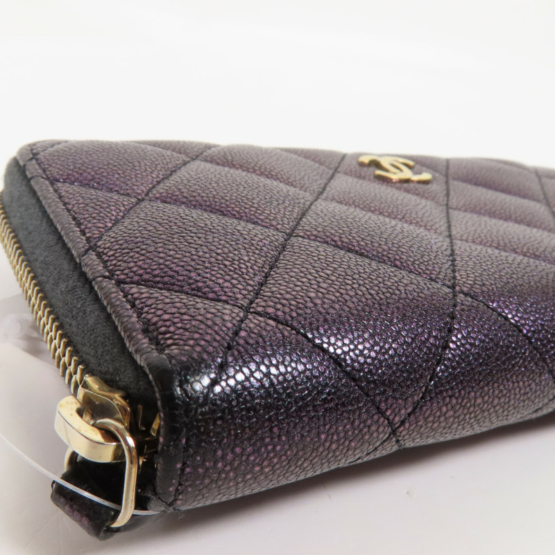 CHANEL 牛皮皮革Classic Zip Wallet Medium金扣錢包-5