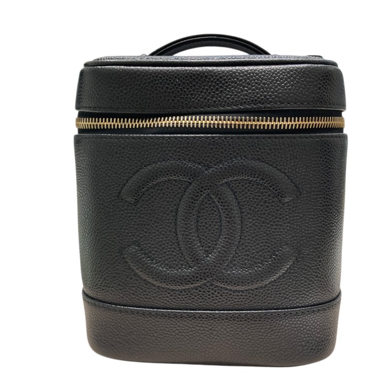 CHANEL 香奈兒 A01998 荔枝牛皮 化妝包 黑色 金釦-0