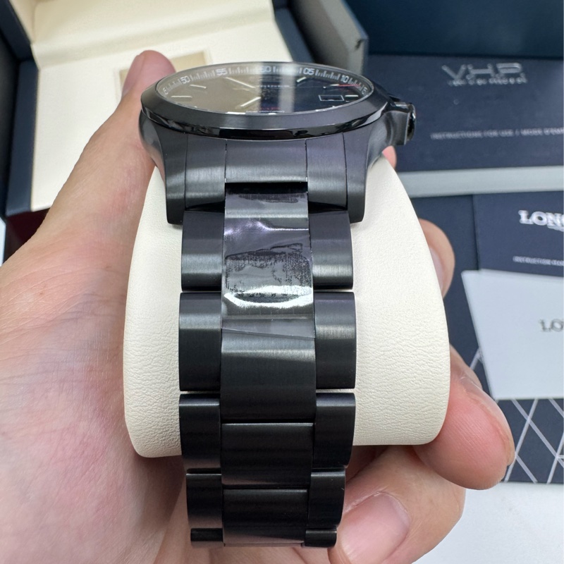 Longines 浪琴錶 石英錶 黑鋼錶帶 藍色錶盤-3