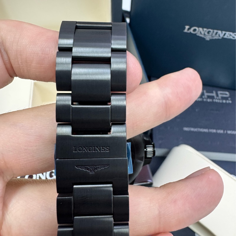Longines 浪琴錶 石英錶 黑鋼錶帶 藍色錶盤-4