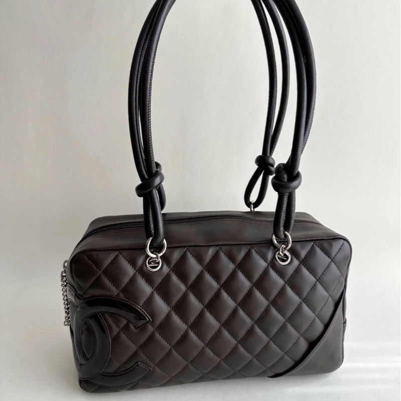 「JL精品代購」97新 Chanel 香奈兒 so black康鵬保齡球包-0