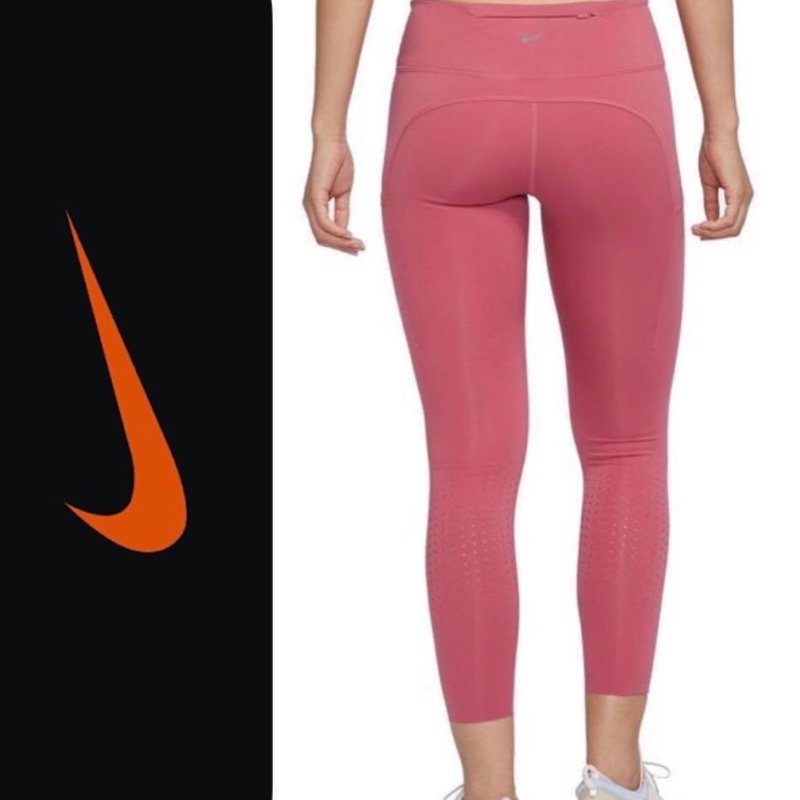 NIKE Epic Luxe Crop Pocket Running 八分運動褲 鯊魚褲 莓果粉紅慢跑運動褲 女-1