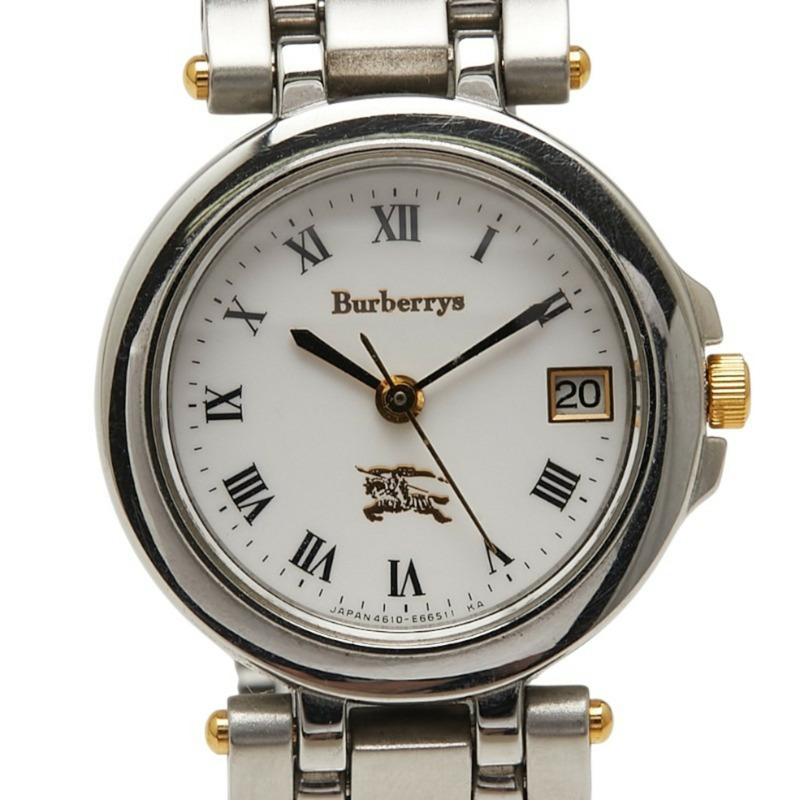 Burberry 女士石英手錶,白色錶盤,不鏽鋼鍍層-0