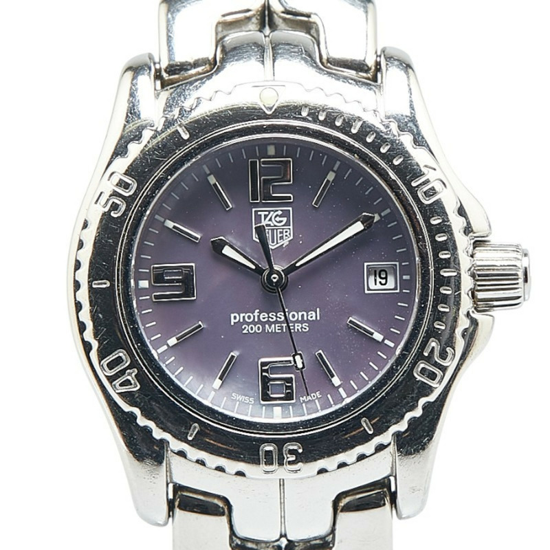 泰格豪雅 Link 手錶 WT141B 石英 紫色錶盤 不鏽鋼 女士腕錶 HEUER-0