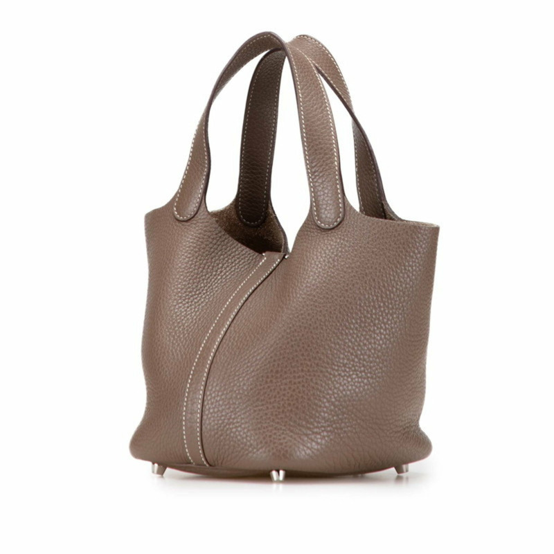 Hermes Hermès Picotin Lock PM 手提包,Etoupe,Greige 配銀色金屬配件,Taurillon Clemence 皮革,女士-1