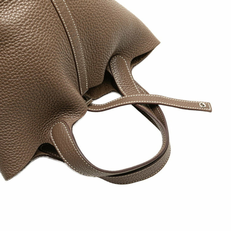 Hermes Hermès Picotin Lock PM 手提包,Etoupe,Greige 配銀色金屬配件,Taurillon Clemence 皮革,女士-4