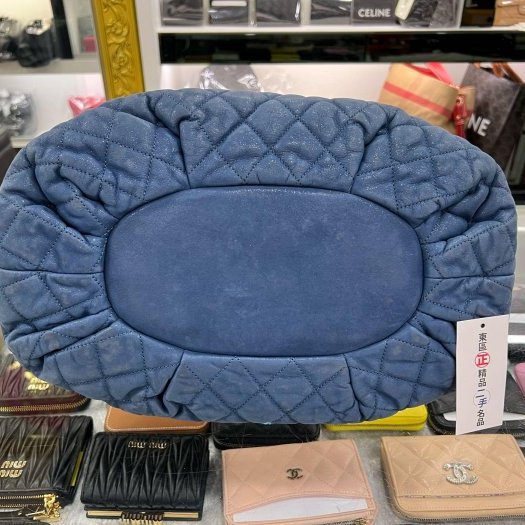 ㊣東區正精品㊣CHANEL In The Mix 香奈兒海軍藍色炫彩牛皮霧銀鍊泡泡包保齡球包手提包肩背包 RZ5887-14