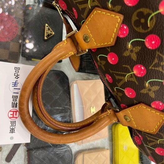 ㊣東區正精品㊣LV SPEEDY 25cm 限量村上隆老花字紋櫻桃波士頓包手提包 RZ5903-6