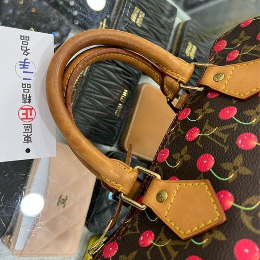 ㊣東區正精品㊣LV SPEEDY 25cm 限量村上隆老花字紋櫻桃波士頓包手提包 RZ5903-7