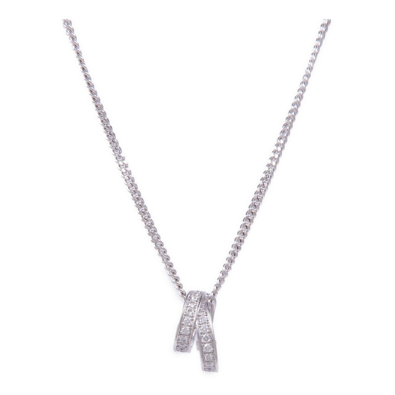 HERMES 18K白金Etriviere Pendant鑽石項鍊-1