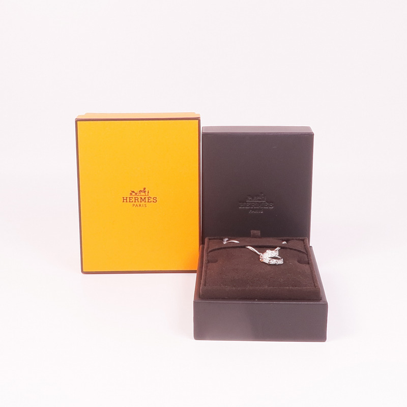 HERMES 18K白金Etriviere Pendant鑽石項鍊-7