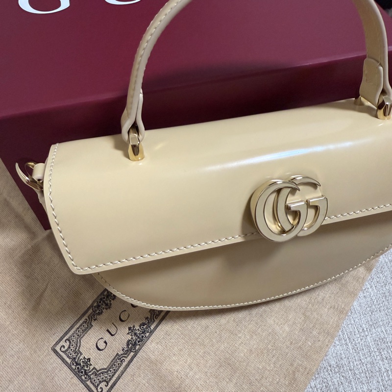 Gucci Half moon 2024秋冬款(亮面拋光小牛皮米色)-0