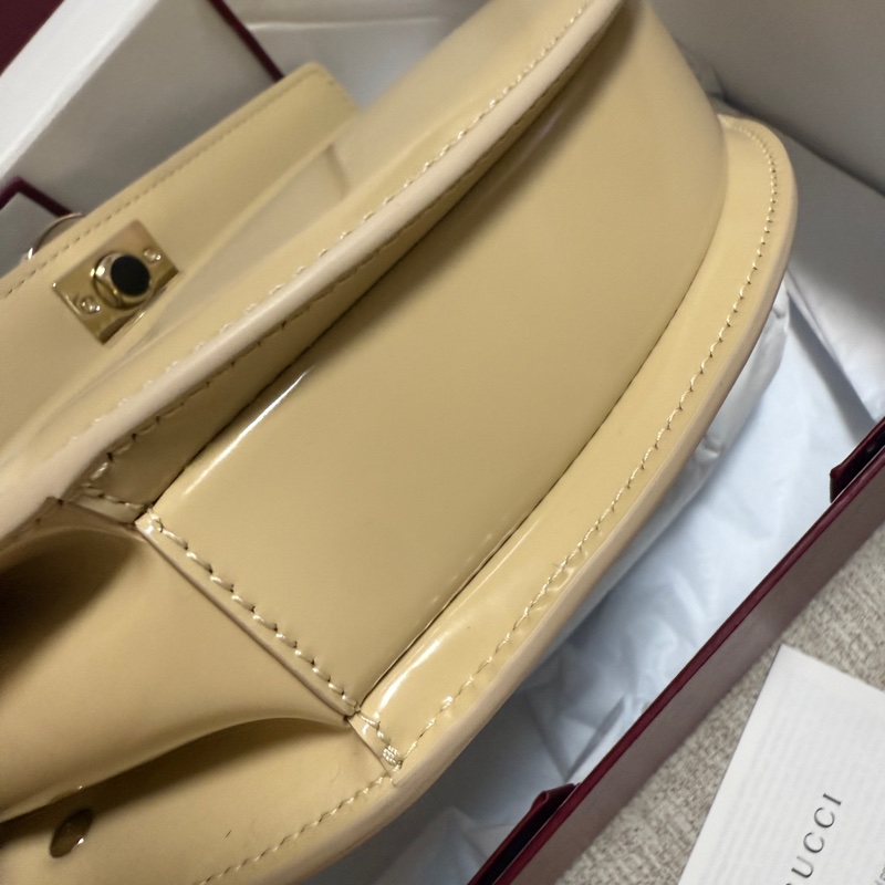 Gucci Half moon 2024秋冬款(亮面拋光小牛皮米色)-16