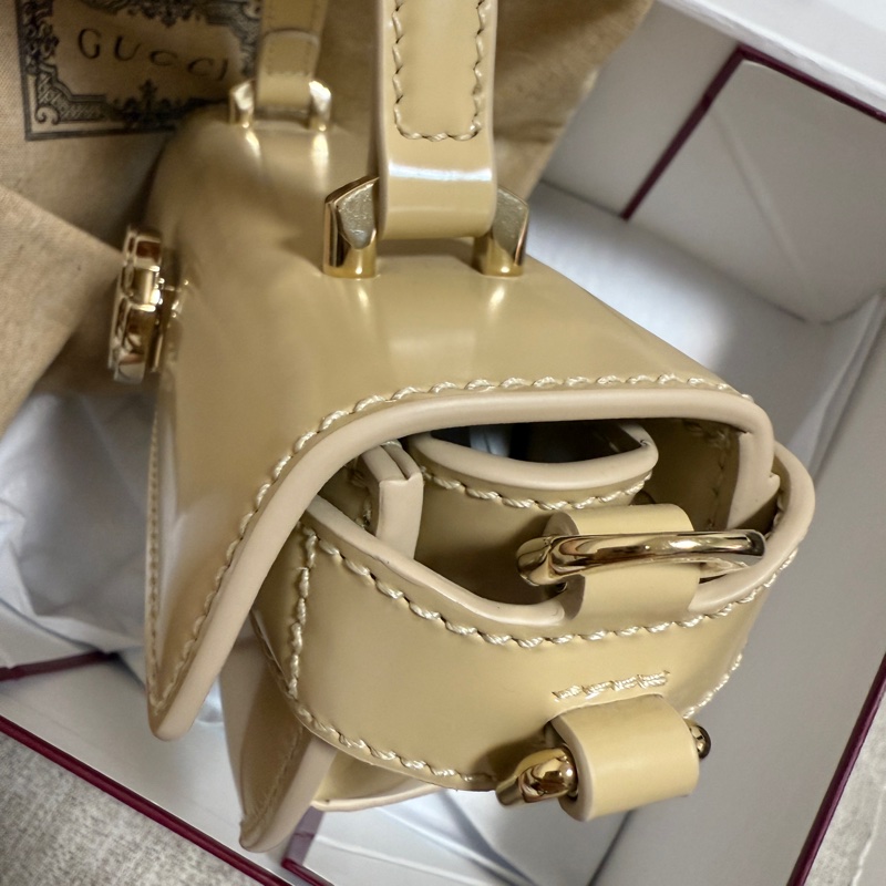 Gucci Half moon 2024秋冬款(亮面拋光小牛皮米色)-18