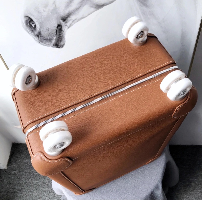 Hermes 金棕色全皮登機箱-5