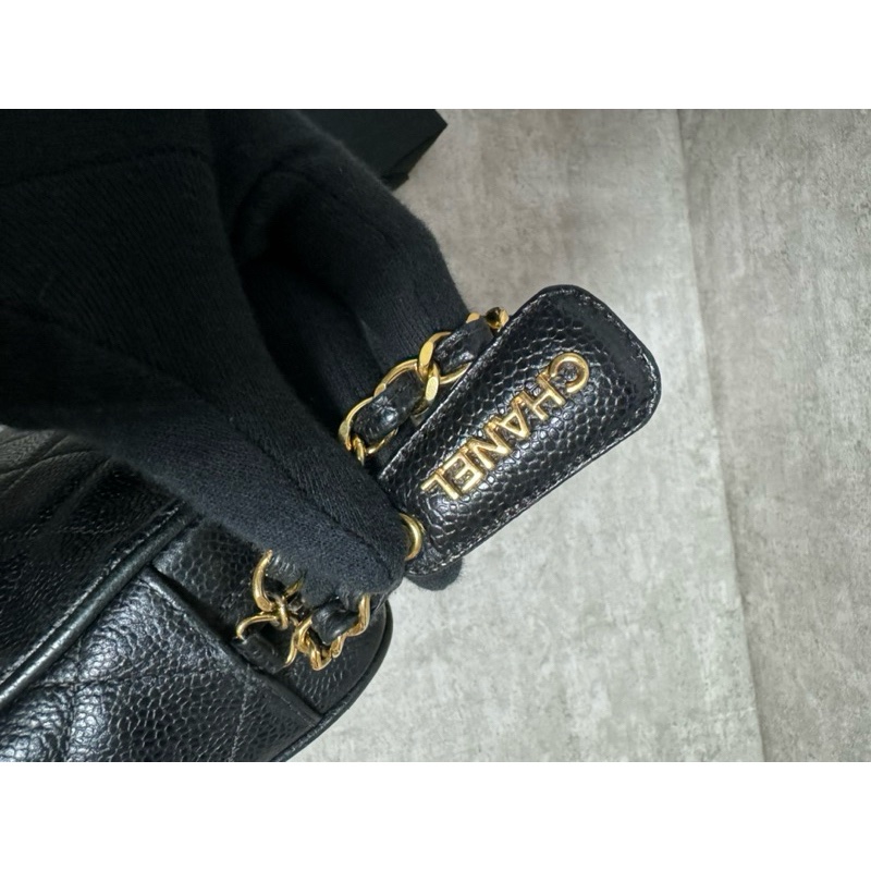 正品 Chanel vintage 黑金荔枝皮相機包-2