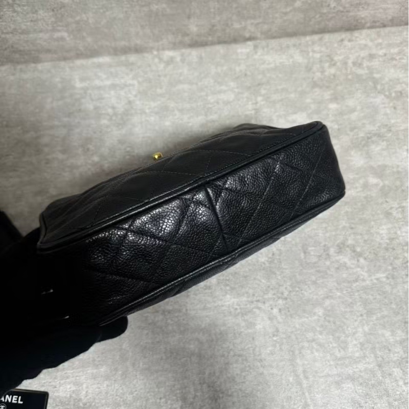 正品 Chanel vintage 黑金荔枝皮相機包-7