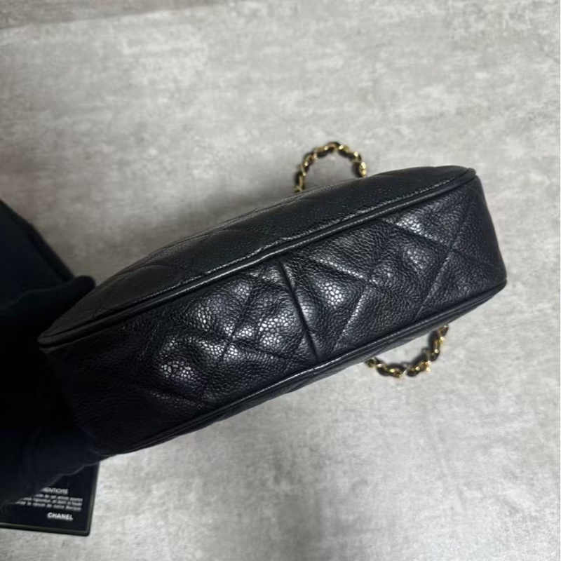 正品 Chanel vintage 黑金荔枝皮相機包-8