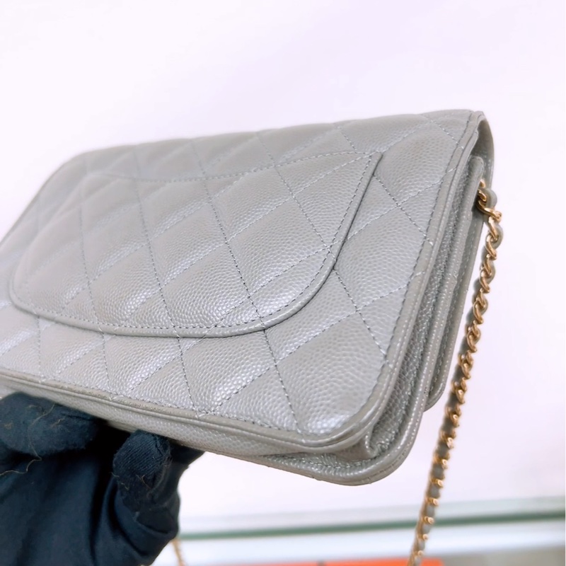 Chanel woc 灰色牛皮鏈條包-7