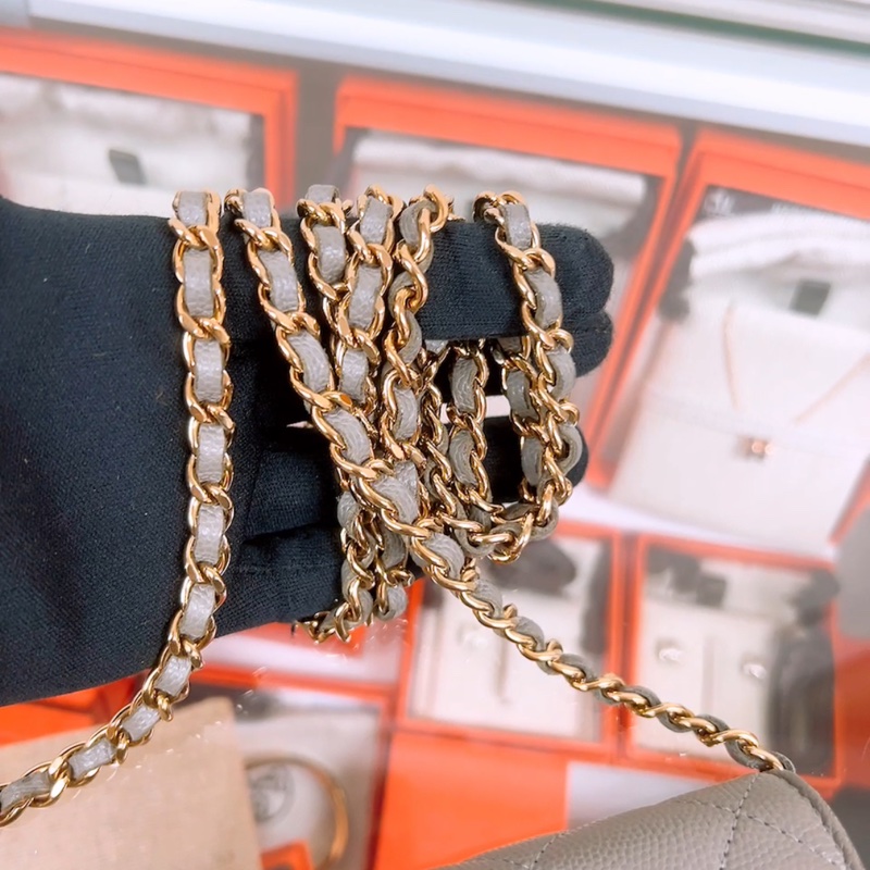 Chanel woc 灰色牛皮鏈條包-11
